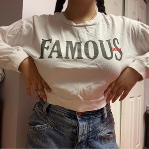 Cute “Famous Soon” Print Long Sleeved Shirt